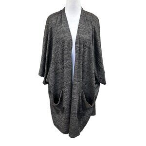 LOGO by Lori Goldstein Marled Charcoal Draped Cardigan Shaw Sz 1X Slouchy
